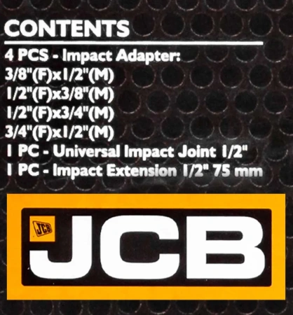 Набор адаптеров ударных 6пр(3/8''(F)x1/2''(M),1/2''(F)x3/8''(M),1/2''(F)x3/4''(M),3/4''(F)x1/2''(M),удлинитель 125мм, кардан 1/2''),в ложементе