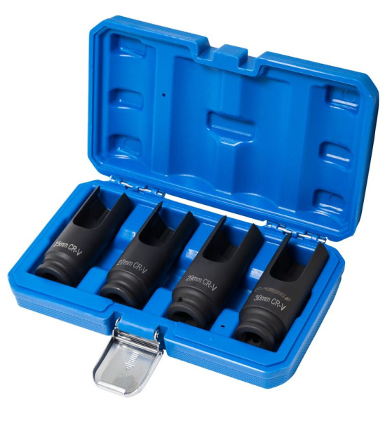 Набор головок разрезных для дизельных форсунок, 4пр.(L-100мм, 25,27,29,30мм), в кейсе