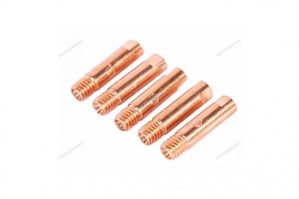 Наконечник сварочный для горелки MIG/MAG E-CU NORDBERG WMI-N10 (M6x25, 1 мм, 5 шт.)