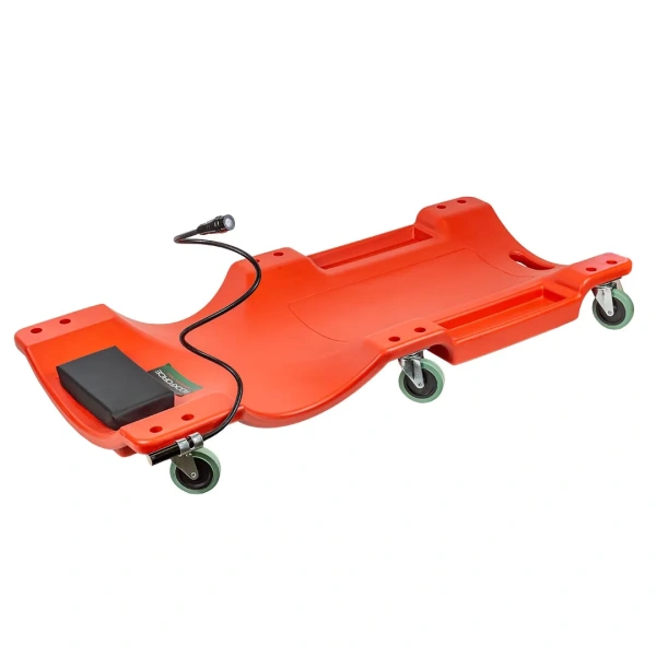 Лежак пластиковый подкатной на 6-ти колесах с паралоновым подголовником и фонарем на гибком удлинителе(490х1050мм, max нагрузка-135кг)