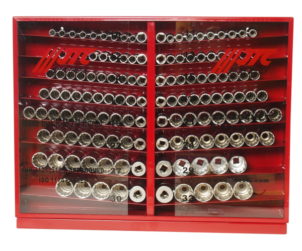 Набор головок торцевых 12-ти гранных глубоких JTC T4137L (1/2", 10-32 мм, 137 предметов в металлическом шкафу)