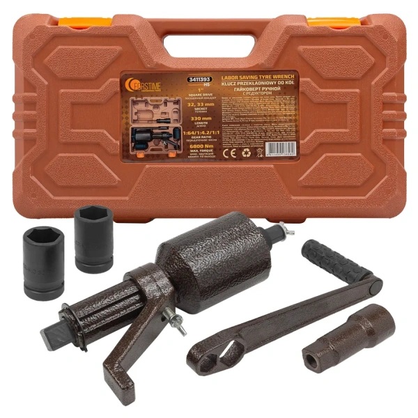 Гайковерт ручной с редуктором (Головки-32мм и 33мм, длина-330мм, передаточное число 1:1/1:4.2/1:64, 6800 Н/м)