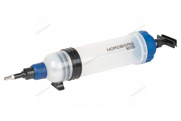 Шприц для заливки масла пластиковый с комплектом насадок NORDBERG NO1500 (1500 мл)