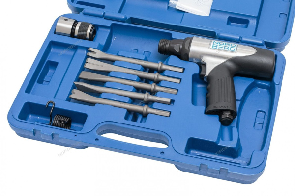 Пневмозубило в кейсе + 5 насадок + быстросъемный адаптер (HA67-KIT) NORDBERG NP5067