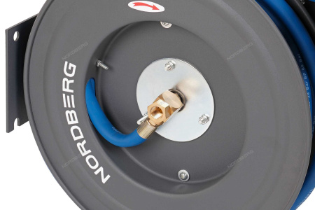 Шланг воздушный на стальной катушке гибридный ПВХ диаметр 12х18 мм 15 м NORDBERG HR1215RPVC