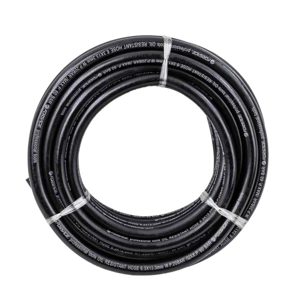 Шланг резиновый армированый бензо-маслостойкий 6.3х13.3ммх10м(повышенная гибкость и сопротивление к излому,раб.давл. 20bar,max 60bar,-30C°+70C°,DIN200