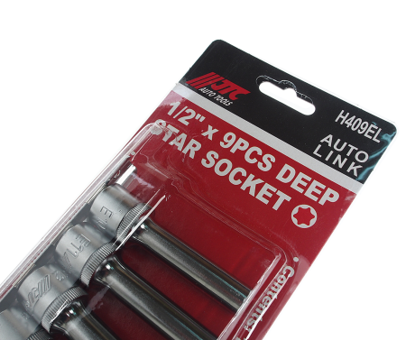 Набор головок торцевых удлиненных JTC H409EL (1/2", TORX, Е10-Е24, 9 предметов)