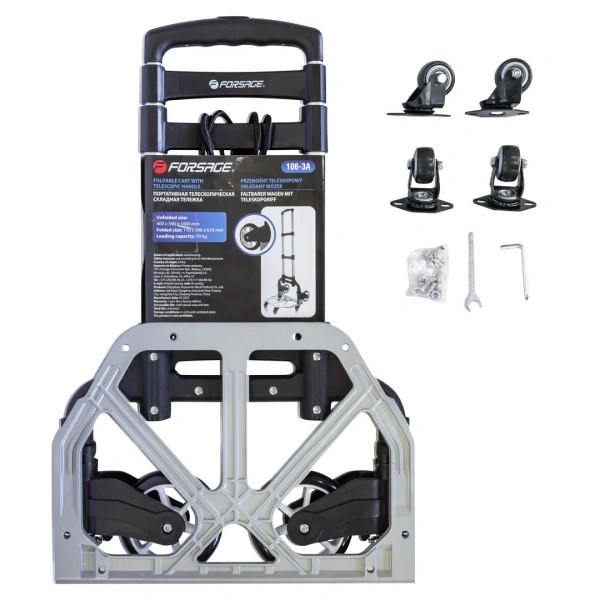 Тележка платформенная складная с телескопической ручкой двухпозиционная(390х400мм,г/п70кг)