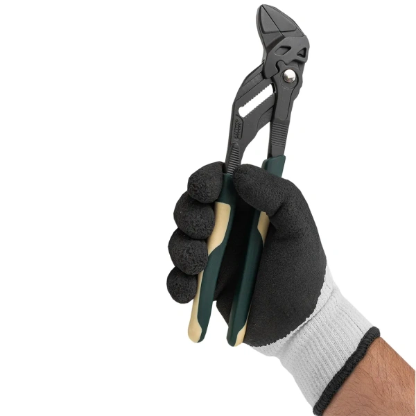 Пассатижи переставные сантехнические с кнопкой фиксации и плоским параллельным захватом Cr-V 250мм, на блистере