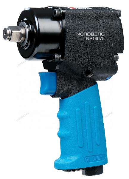 Пневмогайковерт NORDBERG NP14075K ударный укороченный, с 3-мя головками в кейсе,1/2", 680 Нм