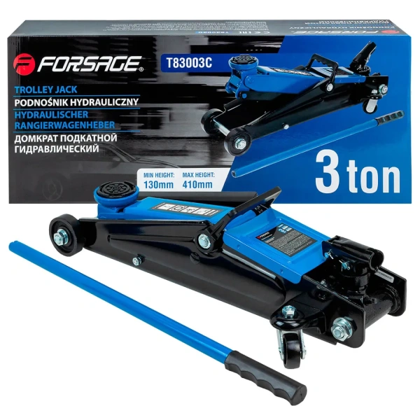 Домкрат подкатной гидравлический 3 т с вращающейся ручкой (h min 130мм, h max 410мм)узкая база