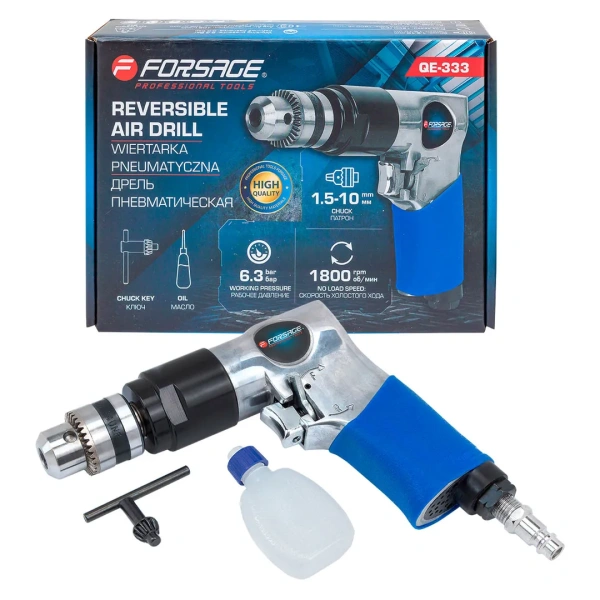Дрель пневматическая (1800об/мин, патрон - 1.5-10мм,6.3bar)