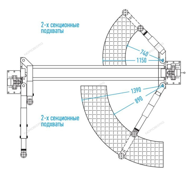 Подъемник двухстоечный NORDBERG N4123A-4,5T-E-380V с электростопорами