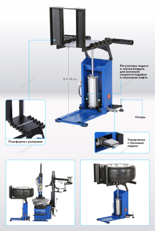 Пневматический лифт для подъема колес для шиномонтажных станков NORDBERG NTL20