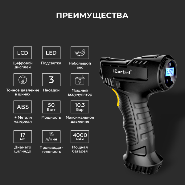 Автомобильный компрессор iCartool IC-CC3665