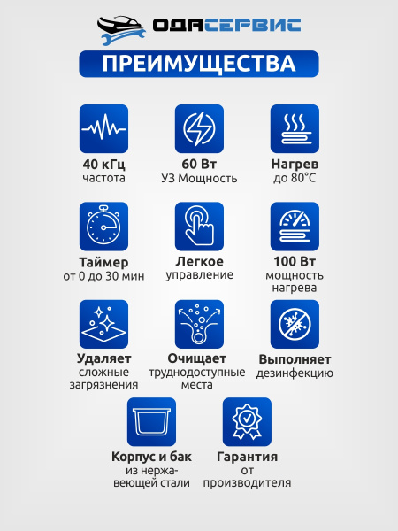 Ультразвуковая ванна с механическим таймером и подогревом, 2л ОДА Сервис ODA-MH20