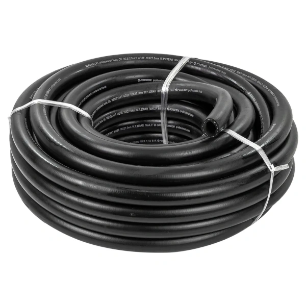 Шланг резиновый армированый бензо-маслостойкий 18х27.5ммх20м(повышенная гибкость и сопротивление к излому,раб.давл.20bar,max60bar,-30C°+70C°,DIN20018)