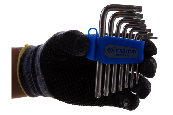 Набор Г-образных TORX, T10-T40, короткие с отверстием, 7 предметов KING TONY 20407PR