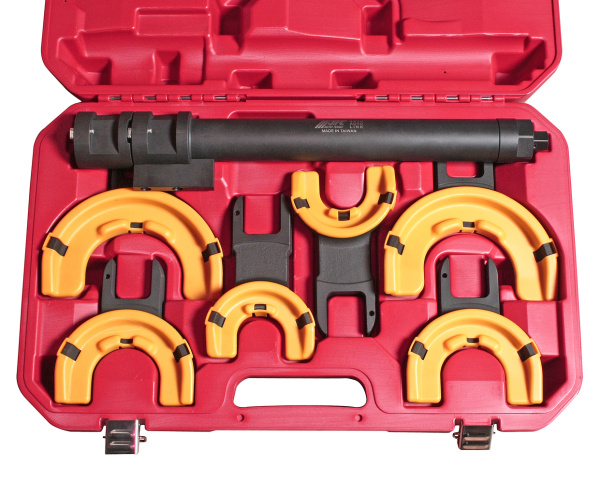 Набор инструментов для стяжки пружин с пневмоприводом JTC 4274 (3 пары захватов, ход 317 мм, в кейсе)