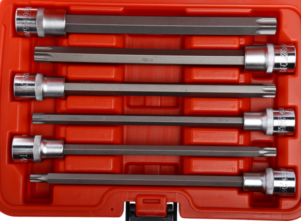 Набор головок с насадкой удлиненные JTC 7257 (1/2", в кейсе, 6 предметов, T40-T70)