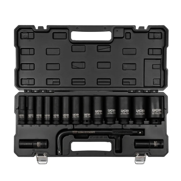 Набор головок ударных глубоких с Г-образным воротком 1/2''16пр.(6-гр)(10,12,13-17,19,21,22,24,27,30,32мм,36мм-12гр),в пласт.кейсе