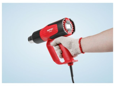 Термовоздуходувка WORTEX HG 6120-1 в чем. + набор сопл 2000 Вт, 2 режима, 60-600 °С, LCD
