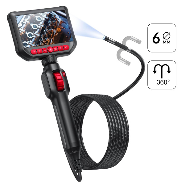 Видеоэндоскоп управляемый iCartool IC-VC156 (экран 4.3", 2 Мп, 1920х1080, 1.5 м, зонд 6 мм, 360°)