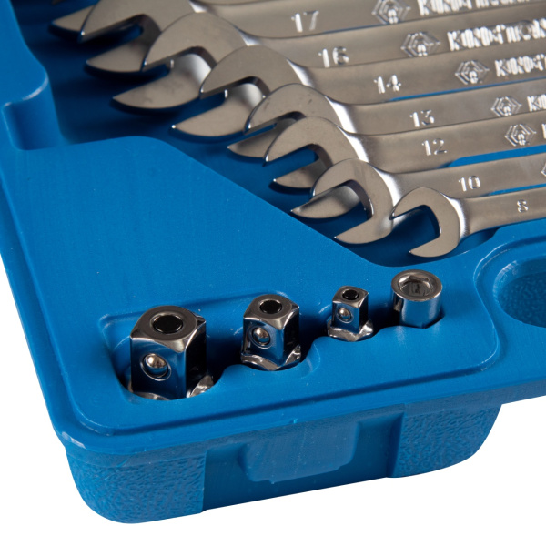 Набор комбинированных трещоточных ключей 8-19 мм кейс 13 предметов KING TONY 132A13MR