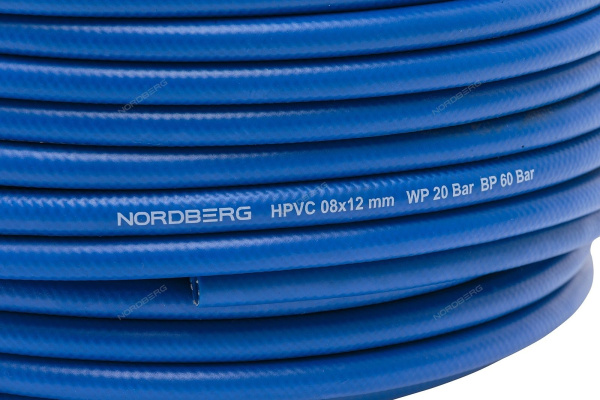 Шланг воздушный гибридный PVC диаметр 8х12 мм, 1 м NORDBERG H0812HPVC
