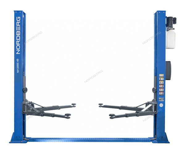 Подъемник двухстоечный с электростопорами NORDBERG N4120BE-4_3+2_380 (4 т, 380 В, синий/серый)