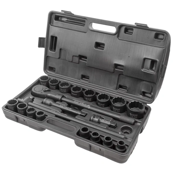 Набор инструментов ударных 21пр.3/4''(12гр)(17,19,21,22,24,27,30,32,34,35,36,36-6гр,38,41,46,50мм), в кейсе