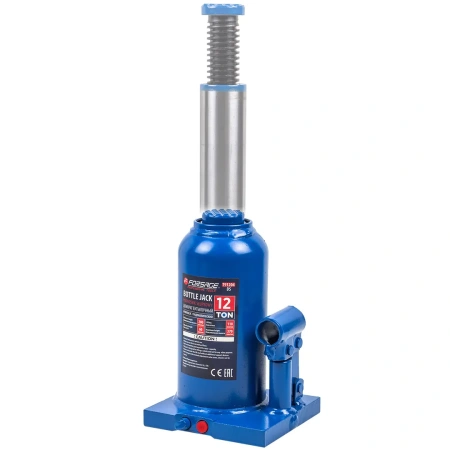 Домкрат гидравлический бутылочный, 12т (с предохранительным клапаном, минимальная высота: 200 мм, ход штока: 110 мм, ход винта: 60 мм, максимальная вы