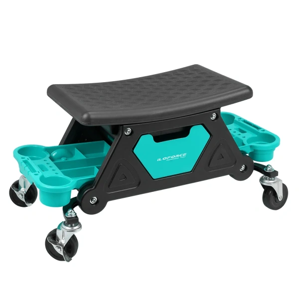 Стул пластиковый передвижной с выдвижным ящиком и пластиковыми ложементами (г/п 130кг, сиденье 450х250мм, ящик 225х210х125мм, ложемент 260х250х50мм)