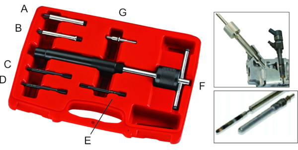 Набор инструментов для демонтажа свечей накаливания JTC 4052 (адаптер 2,7-6 мм, 7 пр. в кейсе)