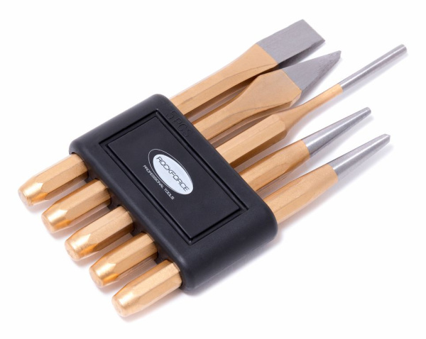 Набор зубил и выколоток, 5пр(зубила:12х120, 5х120мм, выколотки:4х150, 3х120мм, керно:120мм), в пластиковом держателе