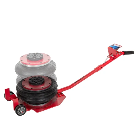 Домкрат подкатной пневматический 3т(6-12bar, h min 135мм, h max 420мм, 3 подушки, Ø270мм)