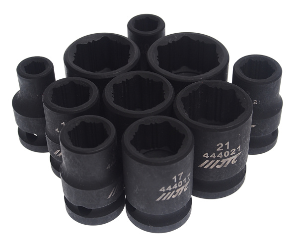 Набор головок для поврежденных болтов и гаек 6-ти гранных JTC 7865 (1/2", 8-24 мм, 10 предметов в кейсе)