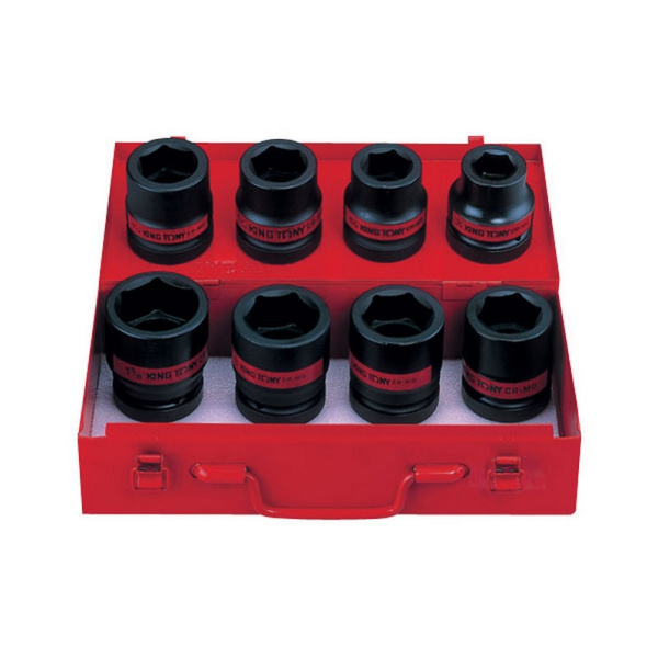 Набор ударных торцевых головок KING TONY 8410SP, 1", шестигранные, 15/16"-5/18", 8 предметов