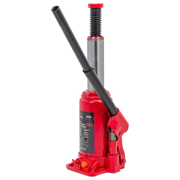 Домкрат бутылочный 10т с клапаном (h min 200мм, h max 385мм, ход штока-125мм, ход винта-60мм)