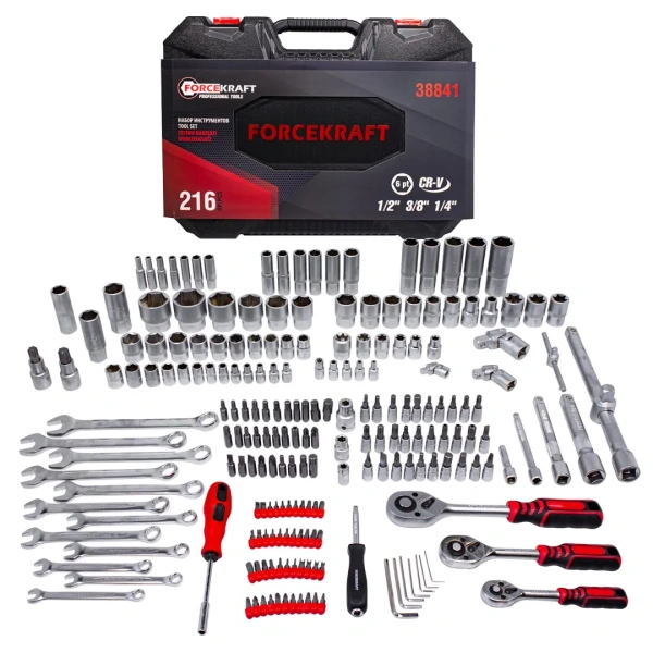 Набор инструментов 216пр. 1/4''3/8''1/2''(6гр.)(4-32мм)