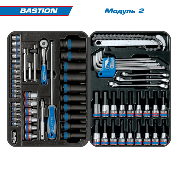 Набор инструментов BASTION в черной тележке 204 предмета KING TONY 9G35-100MR