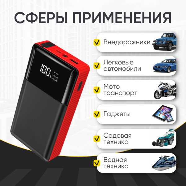 Пусковое устройство 12В, 8 000 мАч, 200/400А iCartool IC-JSD08N