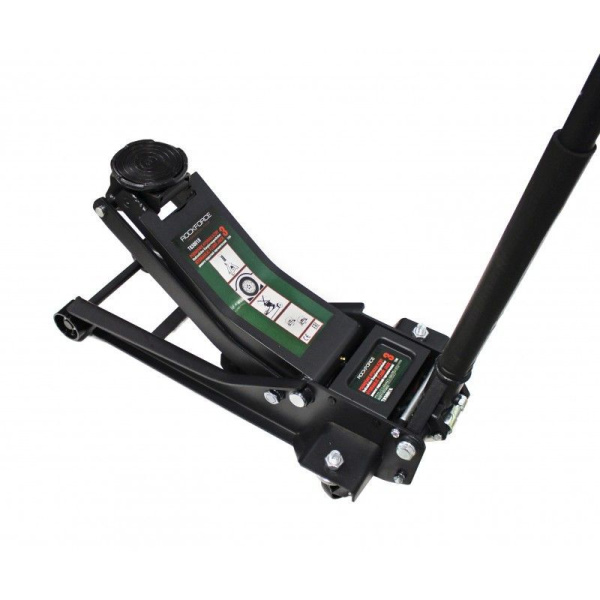 Домкрат подкатной гидравлический усиленный низкопрофильный с прорезиненной накладкой на рукоятке 3т(2 поршня, резиновая накладка,h min75мм,h max510мм)