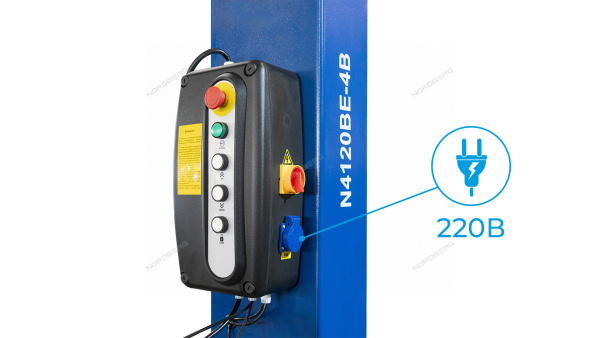 Подъемник двухстоечный с электростопорами NORDBERG N4120BE-4_3+2_380 (4 т, 380 В, синий/серый)