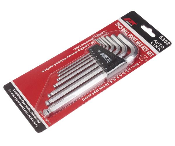 Набор ключей шестигранных Г-образных с шаром JTC 5352 (2,5-10 мм, 7 предметов)