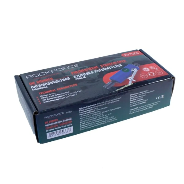 Пневмозачистная машинка с прорезиненной рукояткой(цанги:3мм,6мм, 25000об/мин, 94л/мин,6.3Bar,штуцер 1/4'')