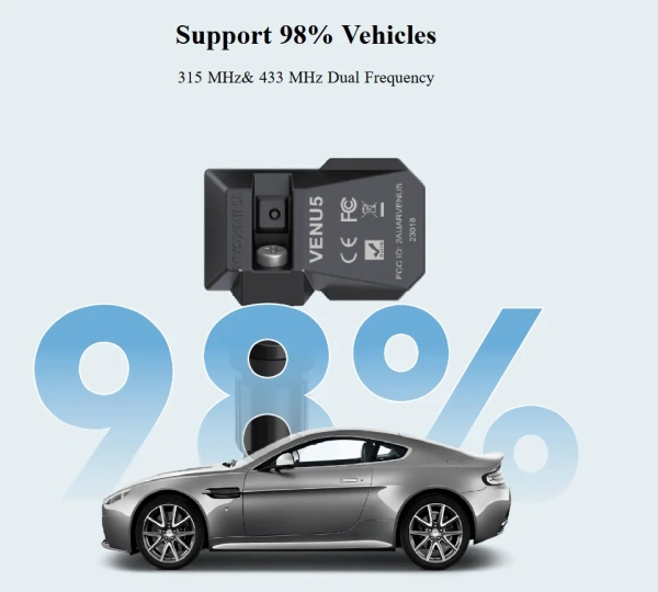 Датчик TPMS VENU 5 433МГц+315МГц, зажимной, программируемый, универсальный, резиновый