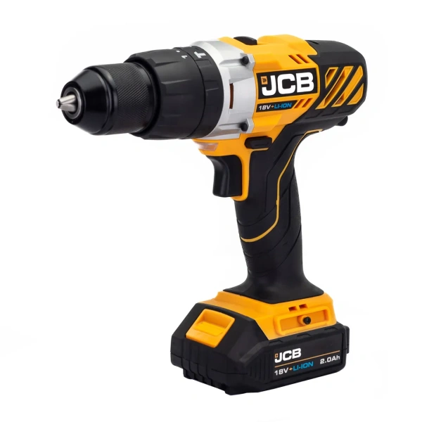 Дрель-шуруповерт аккумуляторная (JCB-18CD-B-E) 18V, max 45Nm в комплекте с зарядным устройством (JCB-18VFC-E) 2.4A и батареей аккум(JCB-20LI-E) 2.0AH
