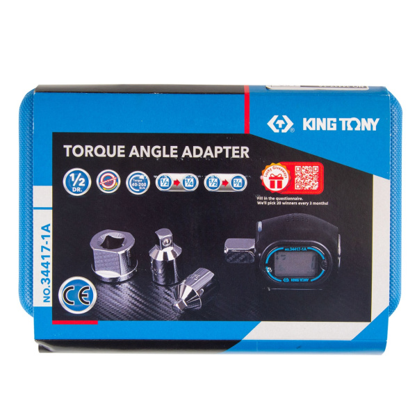 KING TONY Динамометрический адаптер серии "DIGITAL", 1/2", 40-200 Нм, 4 предмета, кейс
