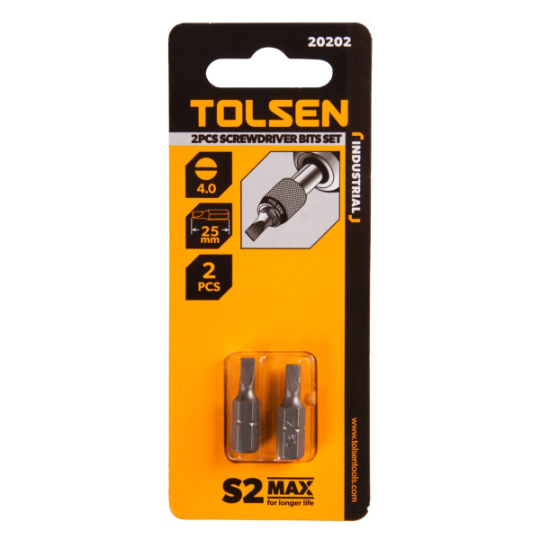 Набор вставок (бит) торцевых 1/4" Slotted 4х0,5 мм 25 мм 2 предмета TOLSEN TT20202